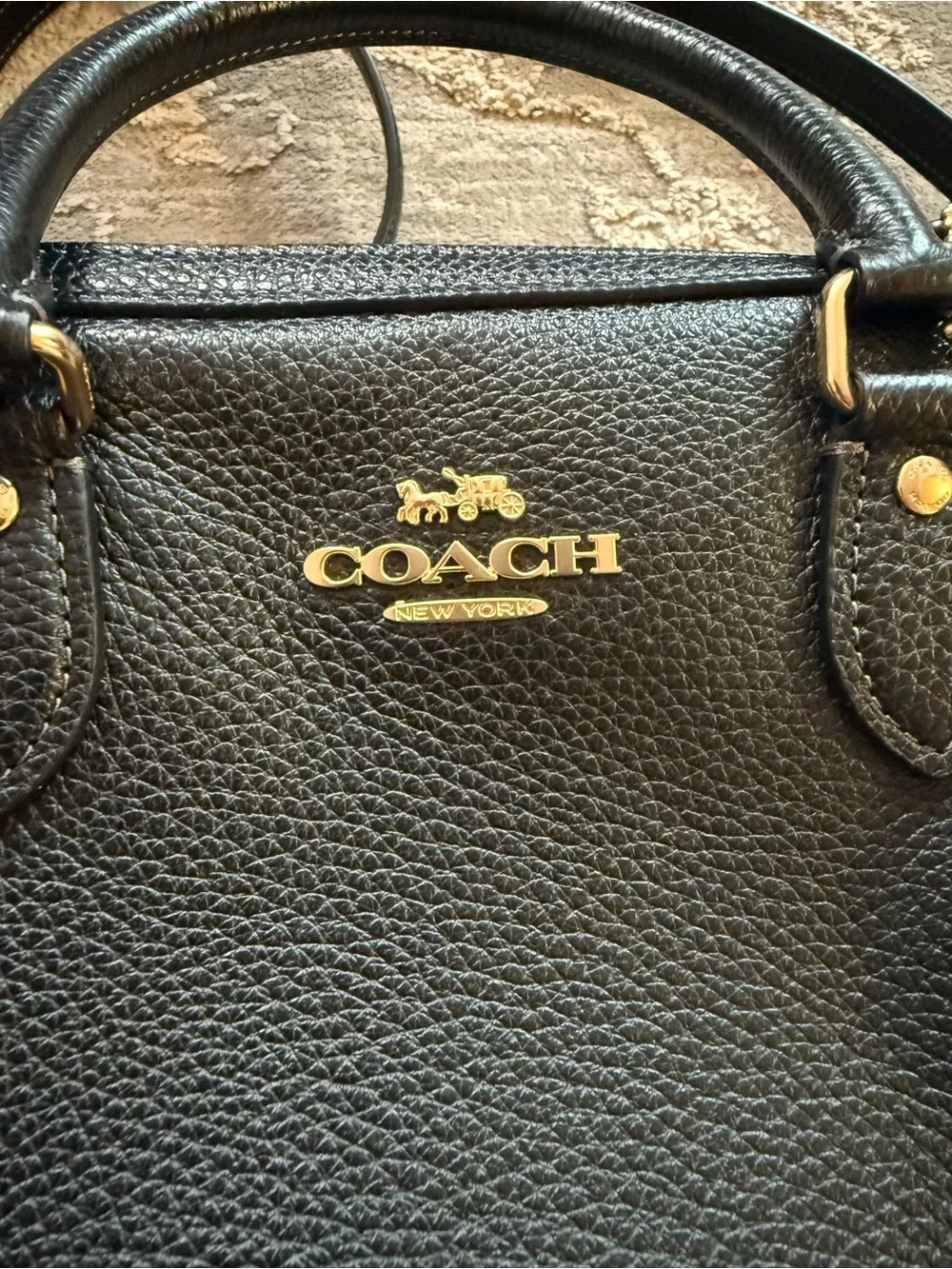COACH Rowan Satchel Bag in Pebbled Leather - Black